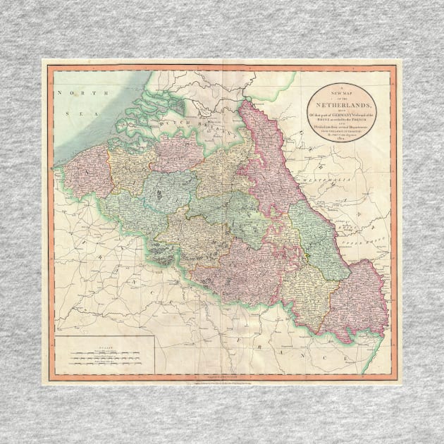 Vintage Map of Belgium & Luxembourg (1804) by Bravuramedia